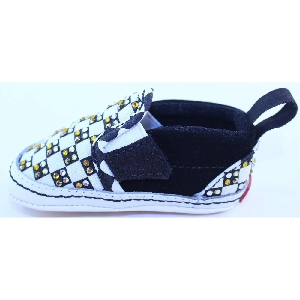 Vans Checkerboard Slip On Black Crystal Sneakers 2